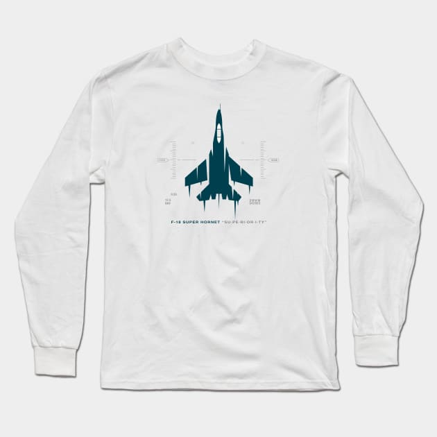 F-18 Superhornet, Air Superiority Long Sleeve T-Shirt by WheelsMade